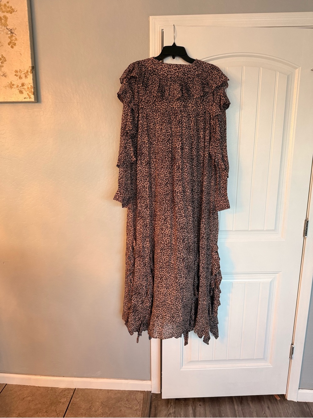 FARM Rio Brown Leopard Print Ruffle Long-Sleeve Dress - Picture 5 of 9